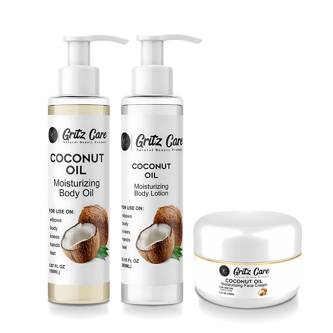Gritz Care Moisturizing Body Oil, Body Lotion and Face Cream Combo Pack